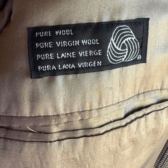 Brandini Le Collezioni Mens 41R Wool Silk Plaid Blazer Three Button Brown Canada - Picture 7 of 13